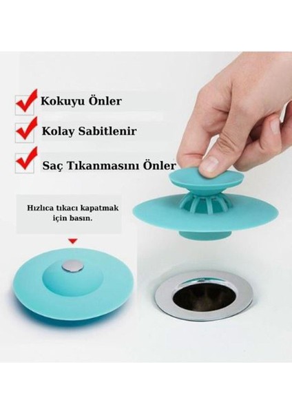 Plastik Slikon Lavabo ve Küvet Gider Tıkacı, Lavabo Süzgeci Çok Renkli