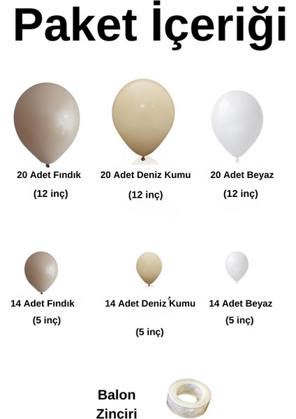 Balon Seti Fındık-Deniz Kumu-Beyaz 100 Lü Balon Zinciri Seti fiyatları