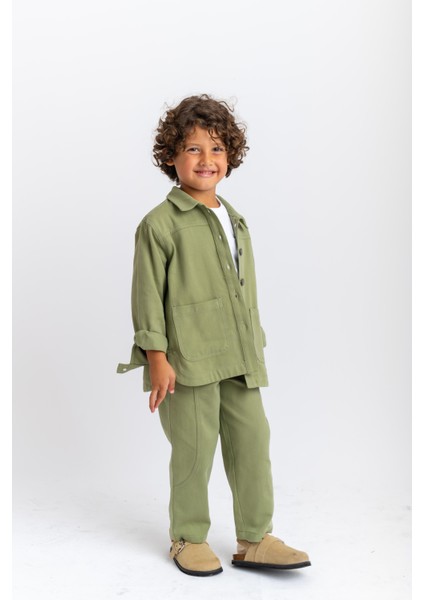 Oliven The Kid Unisex Gabardin Pantolon Yeşil