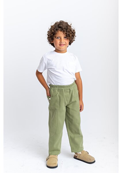 Oliven The Kid Unisex Gabardin Pantolon Yeşil