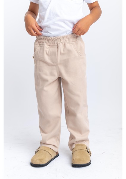 Oliven The Kid Unisex Gabardin Pantolon Bej