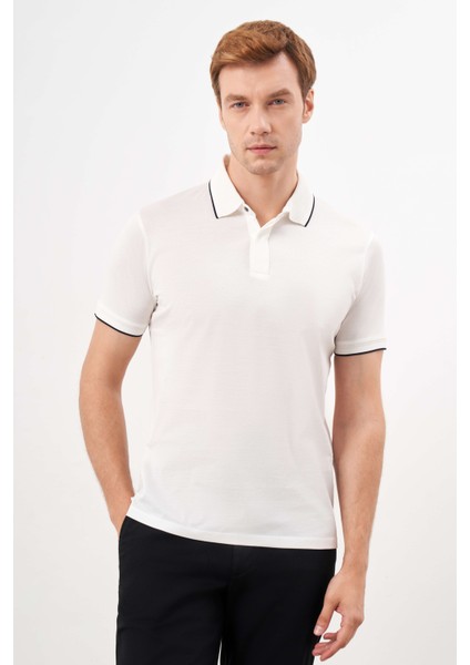 Erkek Ekru Trend Polo Yaka Dynamic Fit T-Shirt