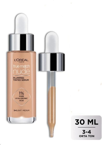 Paris L'oréal Paris True Match Nude Serum Fondöten 3-4 Light Medium