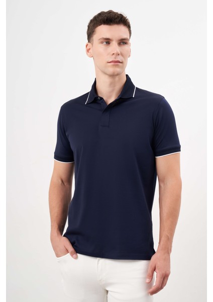 Erkek Lacivert Trend Polo Yaka Dynamic Fit T-Shirt