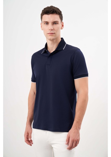 Erkek Lacivert Trend Polo Yaka Dynamic Fit T-Shirt