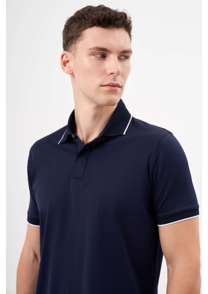 Erkek Lacivert Trend Polo Yaka Dynamic Fit T-Shirt