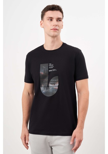 Erkek Siyah Trend Süprem Baskılı Bisiklet Yaka Dynamic Fit T-Shirt fiyatları