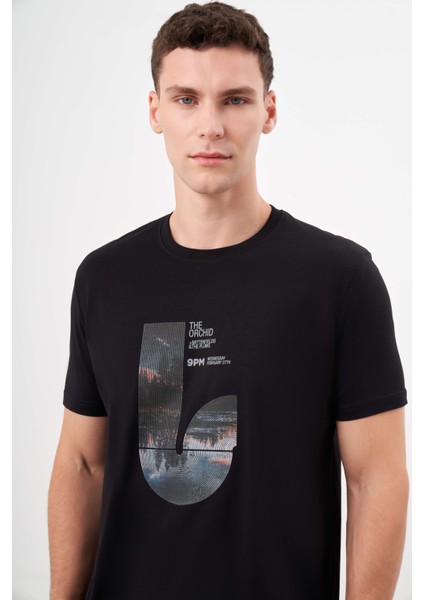 Erkek Siyah Trend Süprem Baskılı Bisiklet Yaka Dynamic Fit T-Shirt modelleri