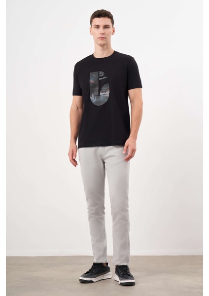 Erkek Siyah Trend Süprem Baskılı Bisiklet Yaka Dynamic Fit T-Shirt indirimleri