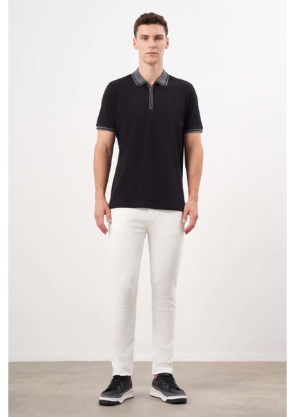 Erkek Siyah Trend Polo Yaka Dynamic Fit T-Shirt fırsatları