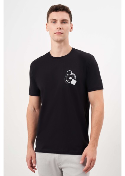 Erkek Siyah Trend Süprem Baskılı Bisiklet Yaka Dynamic Fit T-Shirt fiyatları