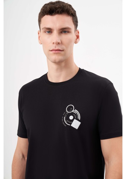 Erkek Siyah Trend Süprem Baskılı Bisiklet Yaka Dynamic Fit T-Shirt fırsatları