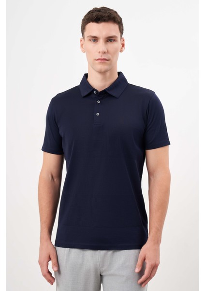 Erkek Lacivert Trend Polo Yaka Dynamic Fit T-Shirt