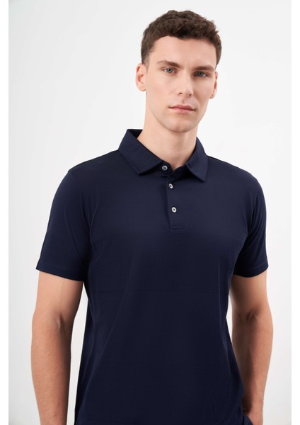 Erkek Lacivert Trend Polo Yaka Dynamic Fit T-Shirt modelleri