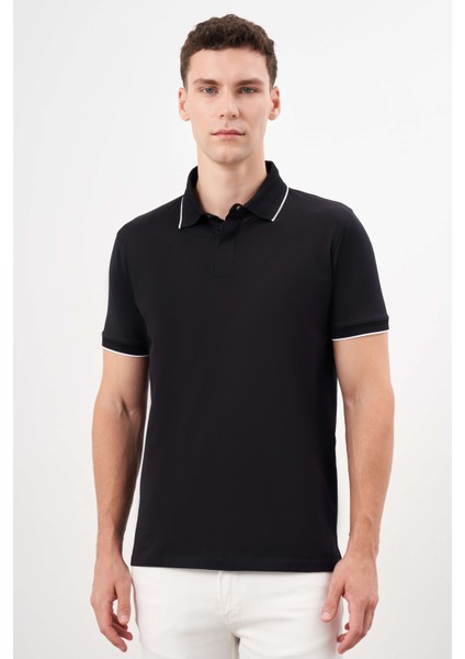 Erkek Siyah Trend Polo Yaka Dynamic Fit T-Shirt