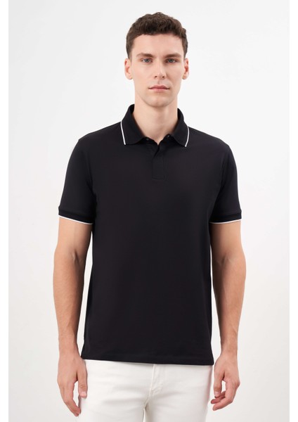 Erkek Siyah Trend Polo Yaka Dynamic Fit T-Shirt fiyatları