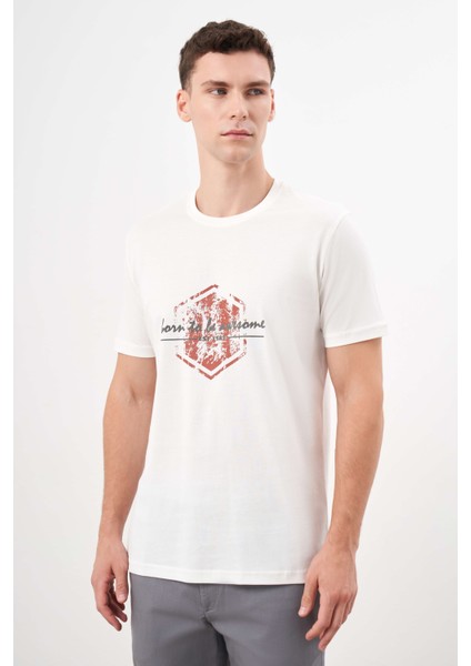 Erkek Beyaz Trend Süprem Baskılı Bisiklet Yaka Dynamic Fit T-Shirt fiyatları