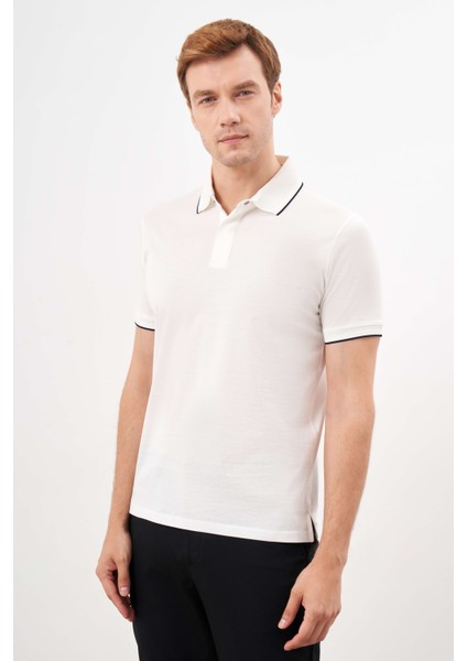 Erkek Ekru Trend Polo Yaka Dynamic Fit T-Shirt