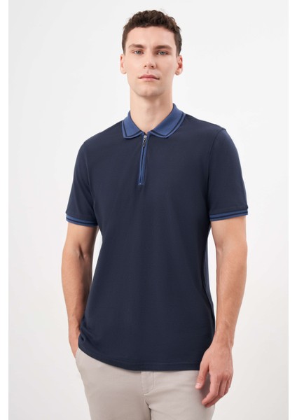 Erkek Lacivert Trend Polo Yaka Dynamic Fit T-Shirt fiyatları