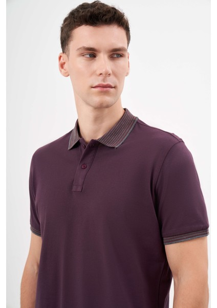 Erkek Mürdüm Trend Polo Yaka Dynamic Fit T-Shirt