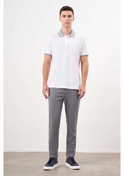 Erkek Beyaz Trend Polo Yaka Dynamic Fit T-Shirt fırsatları