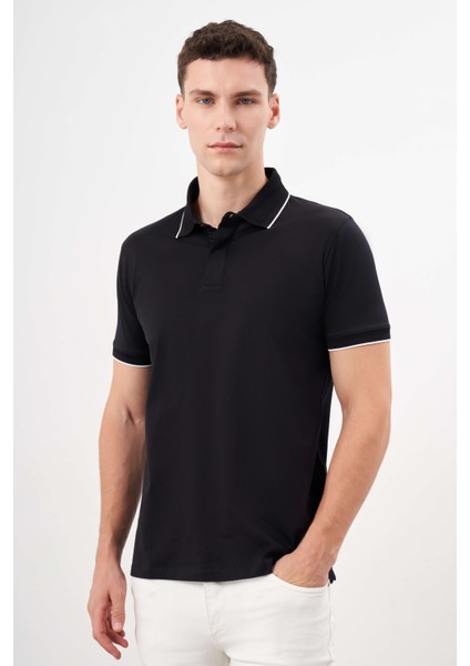 Erkek Siyah Trend Polo Yaka Dynamic Fit T-Shirt modelleri