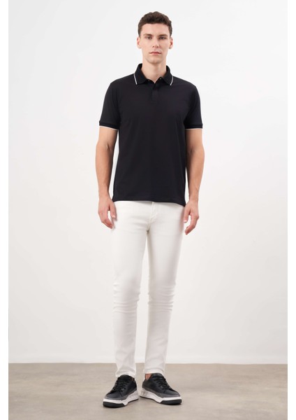Erkek Siyah Trend Polo Yaka Dynamic Fit T-Shirt fırsatları