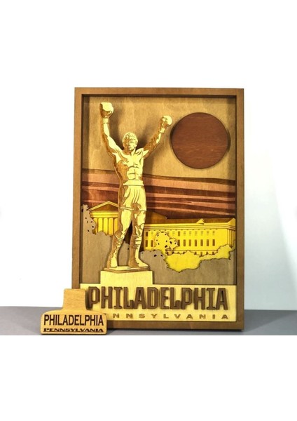 Ahşap Mdf Çok Katmanlı Philadelphia Dekoratif Tablo