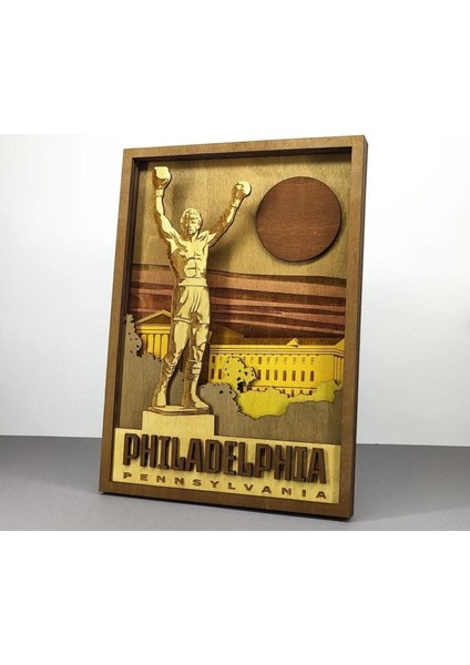 Ahşap Mdf Çok Katmanlı Philadelphia Dekoratif Tablo