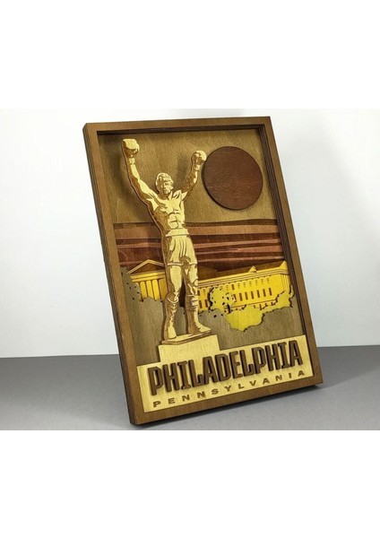 Ahşap Mdf Çok Katmanlı Philadelphia Dekoratif Tablo