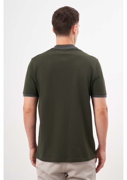 Erkek Haki Trend Polo Yaka Dynamic Fit T-Shirt