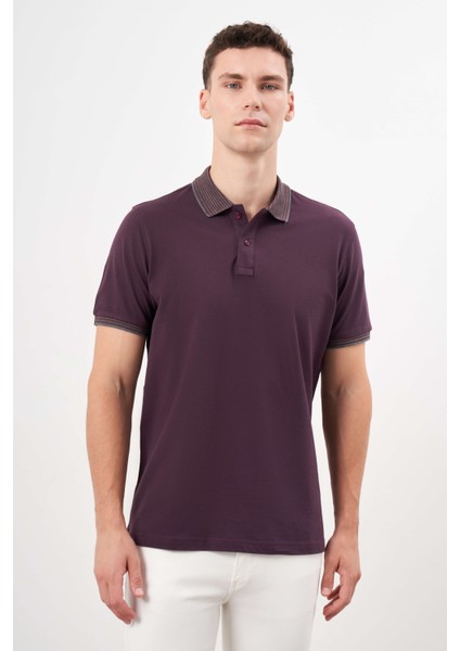 Erkek Mürdüm Trend Polo Yaka Dynamic Fit T-Shirt