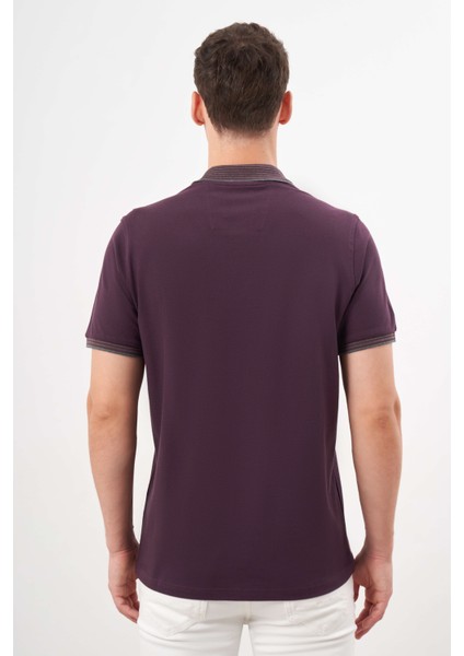 Erkek Mürdüm Trend Polo Yaka Dynamic Fit T-Shirt