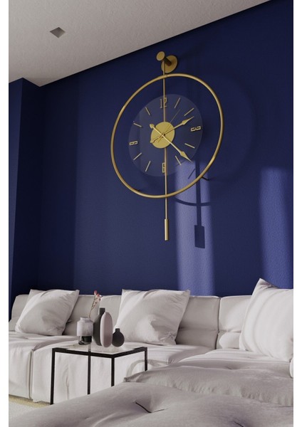 Orta Boy - Gold Luxry Şefaf Cam Quartz Mekanizmalı Metal Dekoratif Camlı Lüx Duvar Saati