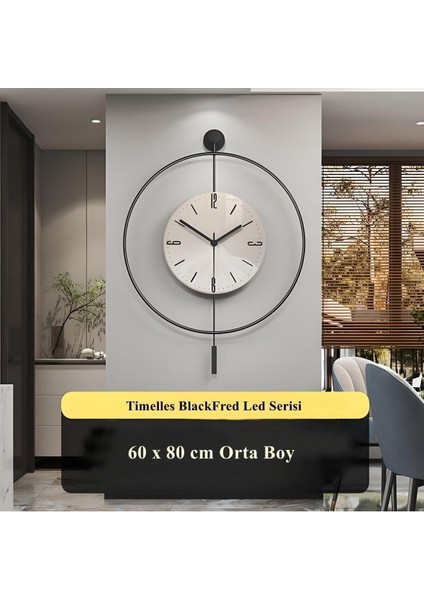 Blackfred (Pilli LED ) (Ortaboy) Iskandinav (Quartz Mekanizmali) - Metal Duvar Saati