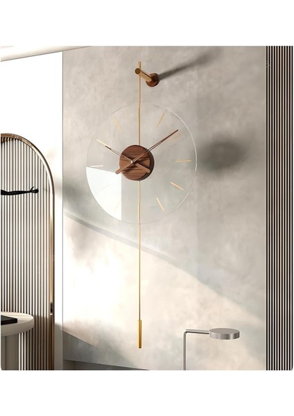 Gravity Ceviz Göbek Gold Duvar Saati, Modern Metal ve Cam Tasarım Duvar Saati