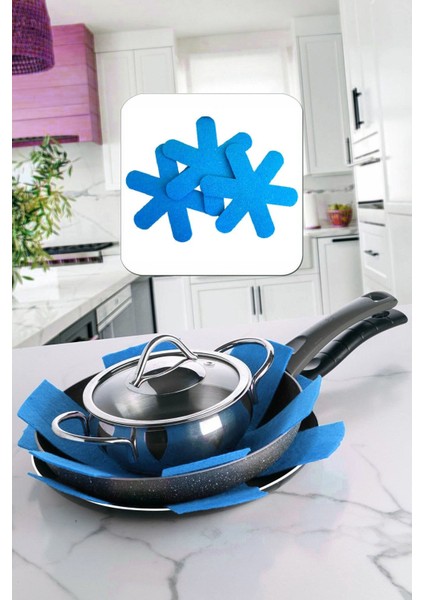 Çok Renkli Tava Çizdirmez, Borcam Koruyucu, Keçeden Tencere Koruyucu, Keçeden Tencere Altlığı 3 Ade