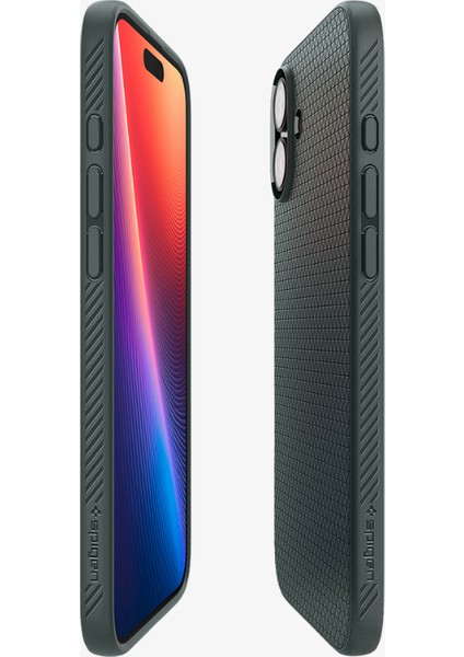 iPhone 16 Plus ince Kılıf Liquid Air Hava Kanalı Teknolojisi™ Askeri Sınıf Koruma Abyss Green Dokulu Yüzey Kapak - ACS08068