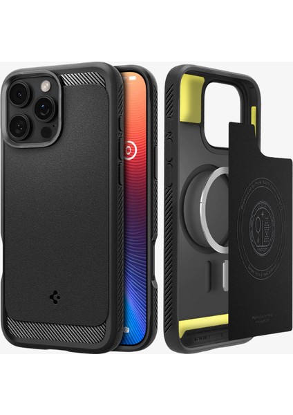 iPhone 16 Pro Kılıf Rugged Armor MagFit MagSafe özellikli Matte Black - ACS08115