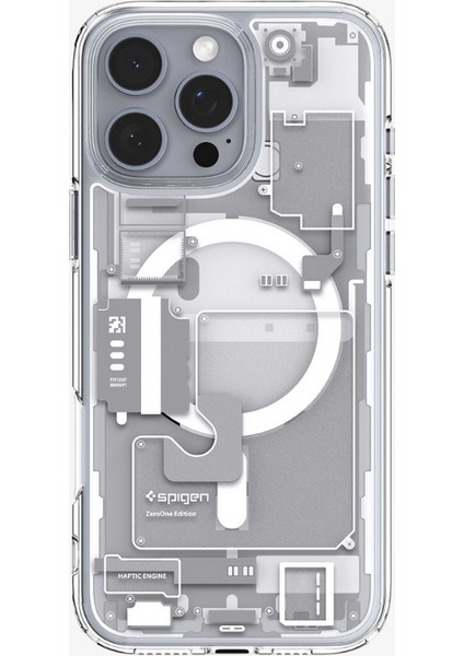 Apple iPhone 16 Pro ile Uyumlu ince MagSafe Kılıf Ultra Hybrid Sararma Karşıtı DuraClear™ Hava Kanalı Teknolojisi™ Askeri Sınıf Koruma MagFit Zero One White Tasarım Kapak - ACS08136