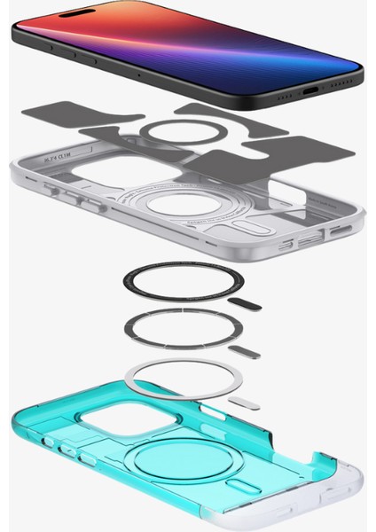 iPhone 16 Pro Max ile Uyumlu MagSafe Kılıf Classic C1 Hava Kanalı Teknolojisi™ Askeri Sınıf Koruma MagFit Bondi Blue iMac Tasarım Kapak - ACS08019 fırsatları