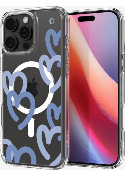 iPhone 16 Pro Max Kılıf Ultra Hybrid MagFit MagSafe özellikli Hearts Denim - ACS08273