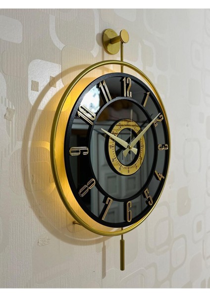 Işıklı gerçek cam duvar saati, modern tasarım, altın, füme ve siyah renk seçenekleri fırsatları