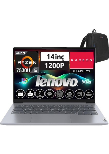 Thinkbook 14 G6 Abp Amd Ryzen5 7530U 64GB 1tb SSD 14" Wuxga IPS Freedos Taşınabilir Bilgisayar W21KJ0015TR18+ZETTAÇANTA