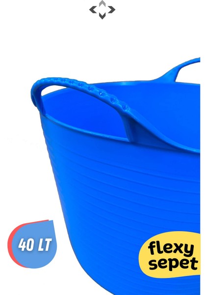 Mavi Flexy Esnek Oyuncak Sepeti - Çamaşır Sepeti - Düzenleyici 40 Lt Kırmızı-Mavi 50 x 70 20-49 L P