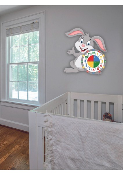 Sevimli Bunny Tavşan Ahşap Çocuk Odası Duvar Saati, Sessiz Mekanizma, Şık ve Geometrik Tasarım modelleri
