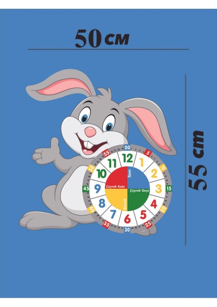 Sevimli Bunny Tavşan Ahşap Çocuk Odası Duvar Saati, Sessiz Mekanizma, Şık ve Geometrik Tasarım fırsatları