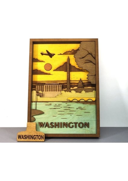 Ahşap Mdf Çok Katmanlı Washington Dekoratif Tablo