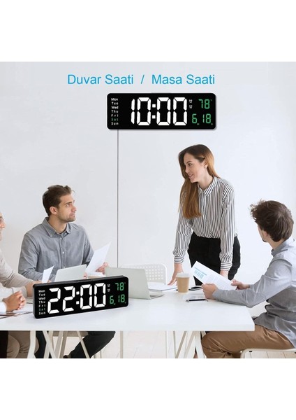 Kumandalı Hd LED Ekranlı 39X13 cm Dijital Masa Duvar Saati Elektronik Saat Sıcaklık Tarih fırsatları