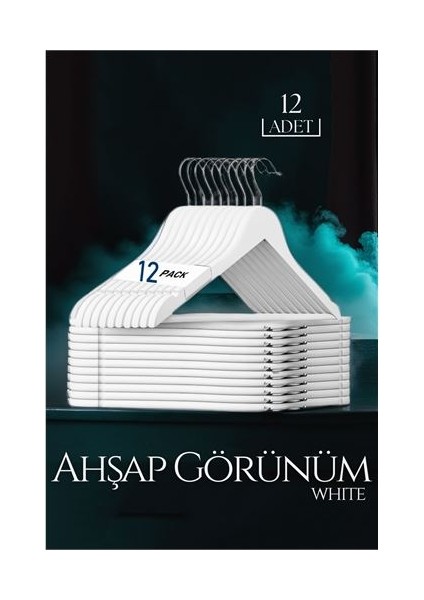 Findit Beyaz Ahşap Görünüm 12 Li Askı Seti Schönbuch Design